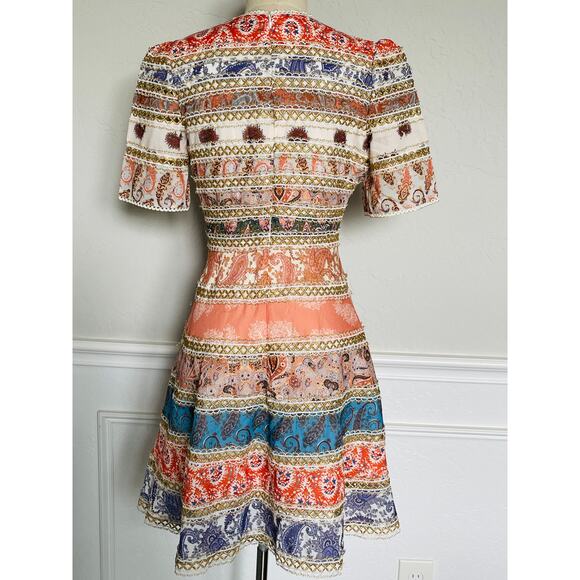 Beulah Mini Dress Striped Paisley Patchwork Small - Picture 10 of 13